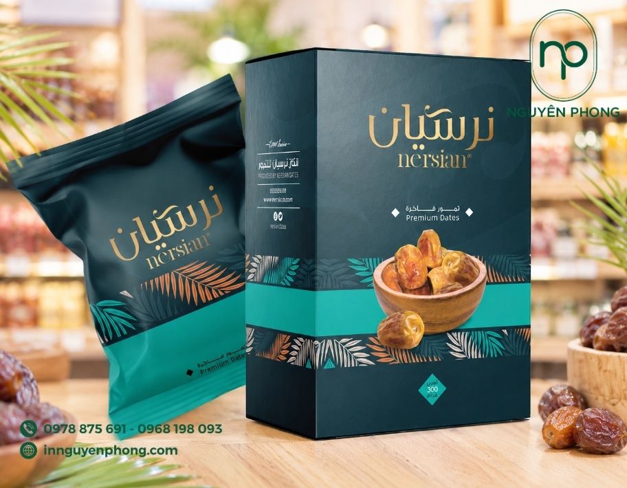 Mẫu in hộp chà là phổ biến 